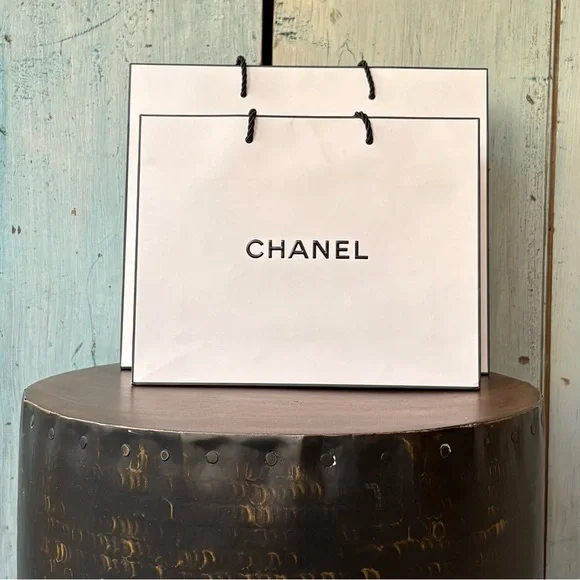 Two sizes CHANEL tote type shopping bags: 11-1/2” x 9-3/4” x 5,” & 10” x 8” x 3” - Picture 2 of 5